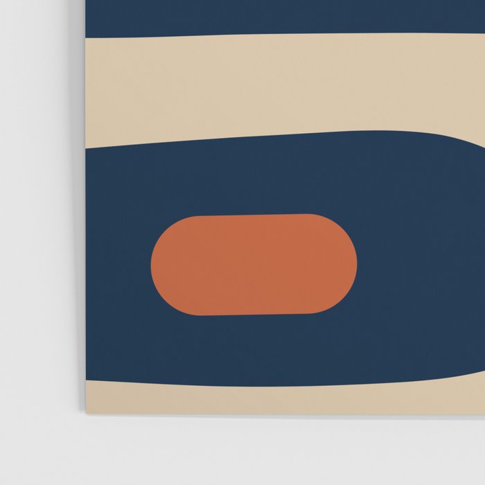Minimalist Mid Century Modern Retro Piquet Pattern in Mid Mod Navy Blue Spiced Orange Beige Poster Gallery Image 3