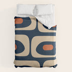 Minimalist Mid Century Modern Retro Piquet Pattern in Mid Mod Navy Blue Spiced Orange Beige Duvet Cover Gallery Image 6