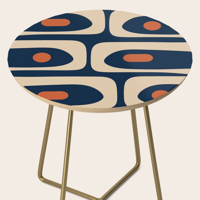 Minimalist Mid Century Modern Retro Piquet Pattern in Mid Mod Navy Blue Spiced Orange Beige Side Table Gallery Image 2