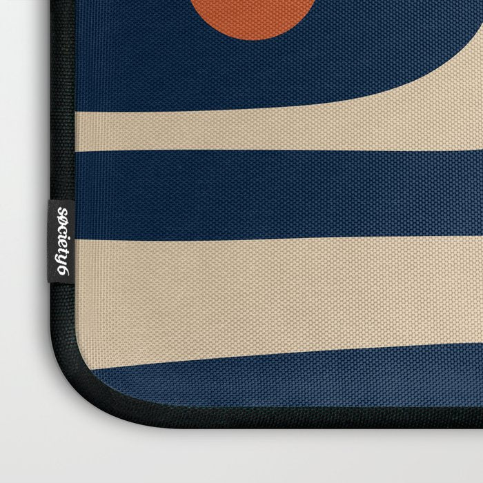 Minimalist Mid Century Modern Retro Piquet Pattern in Mid Mod Navy Blue Spiced Orange Beige Laptop Sleeve Gallery Image 3