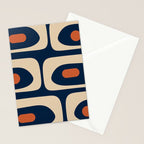 Minimalist Mid Century Modern Retro Piquet Pattern in Mid Mod Navy Blue Spiced Orange Beige Stationery Card Gallery Image 2