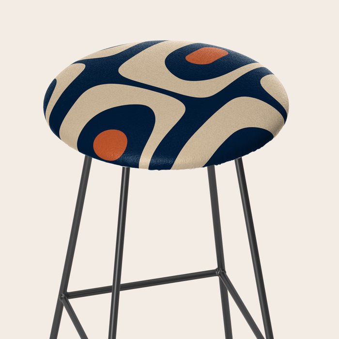 Minimalist Mid Century Modern Retro Piquet Pattern in Mid Mod Navy Blue Spiced Orange Beige Stool Gallery Image 2