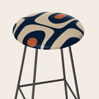 Minimalist Mid Century Modern Retro Piquet Pattern in Mid Mod Navy Blue Spiced Orange Beige Stool Gallery Image 2