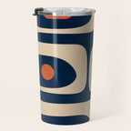 Minimalist Mid Century Modern Retro Piquet Pattern in Mid Mod Navy Blue Spiced Orange Beige Travel Mug Gallery Image 3