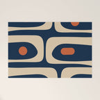 Minimalist Mid Century Modern Retro Piquet Pattern in Mid Mod Navy Blue Spiced Orange Beige Welcome Mat Gallery Image 1