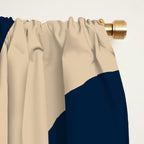 Minimalist Mid Century Modern Retro Piquet Pattern in Mid Mod Navy Blue Spiced Orange Beige Window Curtain Gallery Image 2