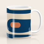 Minimalist Mid Century Modern Retro Piquet Pattern in Mid Mod Navy Blue Spiced Orange Beige Coffee Mug Gallery Image 1