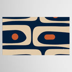 Minimalist Mid Century Modern Retro Piquet Pattern in Mid Mod Navy Blue Spiced Orange Beige Tablecloth Gallery Image 2