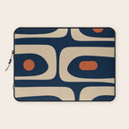 Minimalist Mid Century Modern Retro Piquet Pattern in Mid Mod Navy Blue Spiced Orange Beige Laptop Sleeve Gallery Image 1