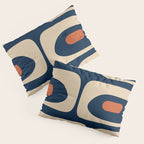 Minimalist Mid Century Modern Retro Piquet Pattern in Mid Mod Navy Blue Spiced Orange Beige Pillow Sham Gallery Image 3