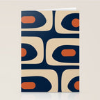 Minimalist Mid Century Modern Retro Piquet Pattern in Mid Mod Navy Blue Spiced Orange Beige Stationery Card Gallery Image 2