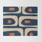 Minimalist Mid Century Modern Retro Piquet Pattern in Mid Mod Navy Blue Spiced Orange Beige Throw Blanket Gallery Image 2