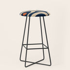 Minimalist Mid Century Modern Retro Piquet Pattern in Mid Mod Navy Blue Spiced Orange Beige Stool Gallery Image 1