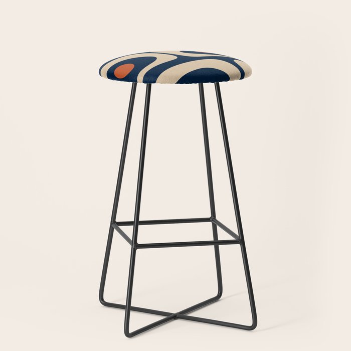 Minimalist Mid Century Modern Retro Piquet Pattern in Mid Mod Navy Blue Spiced Orange Beige Stool Gallery Image 1