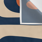 Minimalist Mid Century Modern Retro Piquet Pattern in Mid Mod Navy Blue Spiced Orange Beige Wall Tapestry Gallery Image 3