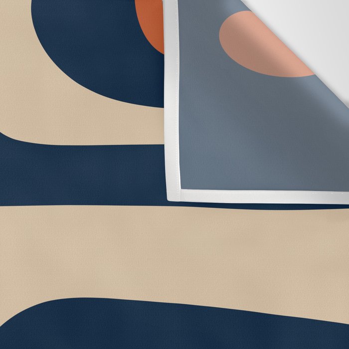 Minimalist Mid Century Modern Retro Piquet Pattern in Mid Mod Navy Blue Spiced Orange Beige Wall Tapestry Gallery Image 3