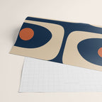 Minimalist Mid Century Modern Retro Piquet Pattern in Mid Mod Navy Blue Spiced Orange Beige Wrapping Paper Gallery Image 2