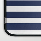 Graduated Stripes in Navy Blue, Blush Pink, Mustard Yellow, and White. Minimalist Color Block Design Laptop Sleeve Gallery Image 3