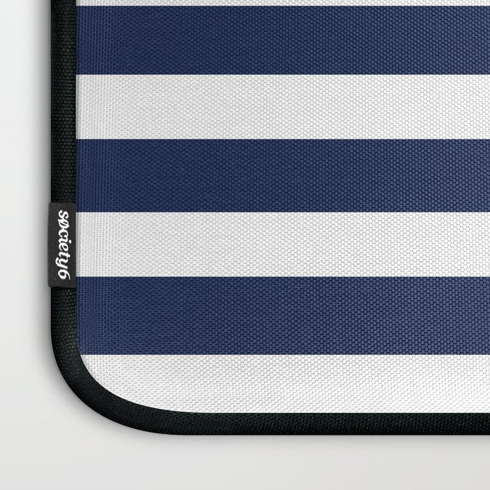 Graduated Stripes in Navy Blue, Blush Pink, Mustard Yellow, and White. Minimalist Color Block Design Laptop Sleeve Gallery Image 3