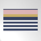 Graduated Stripes in Navy Blue, Blush Pink, Mustard Yellow, and White. Minimalist Color Block Design Welcome Mat Gallery Image 1