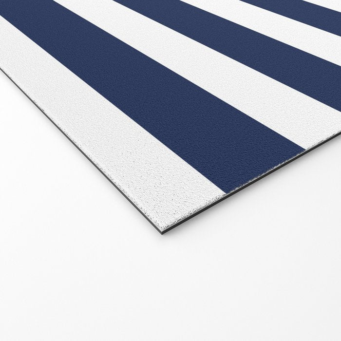 Graduated Stripes in Navy Blue, Blush Pink, Mustard Yellow, and White. Minimalist Color Block Design Welcome Mat Gallery Image 2