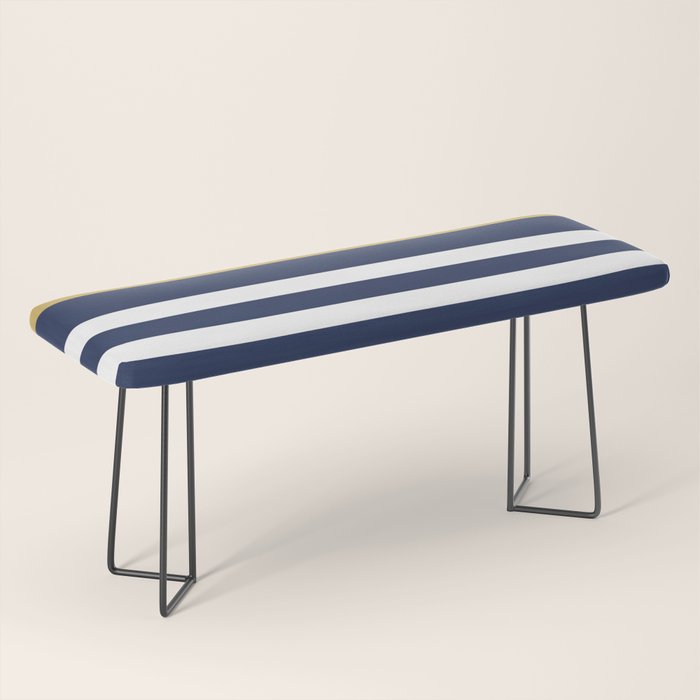 Graduated Stripes in Navy Blue, Blush Pink, Mustard Yellow, and White. Minimalist Color Block Design Bench Gallery Image 1