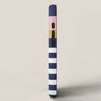 Graduated Stripes in Navy Blue, Blush Pink, Mustard Yellow, and White. Minimalist Color Block Design iPhone Case Gallery Image 2