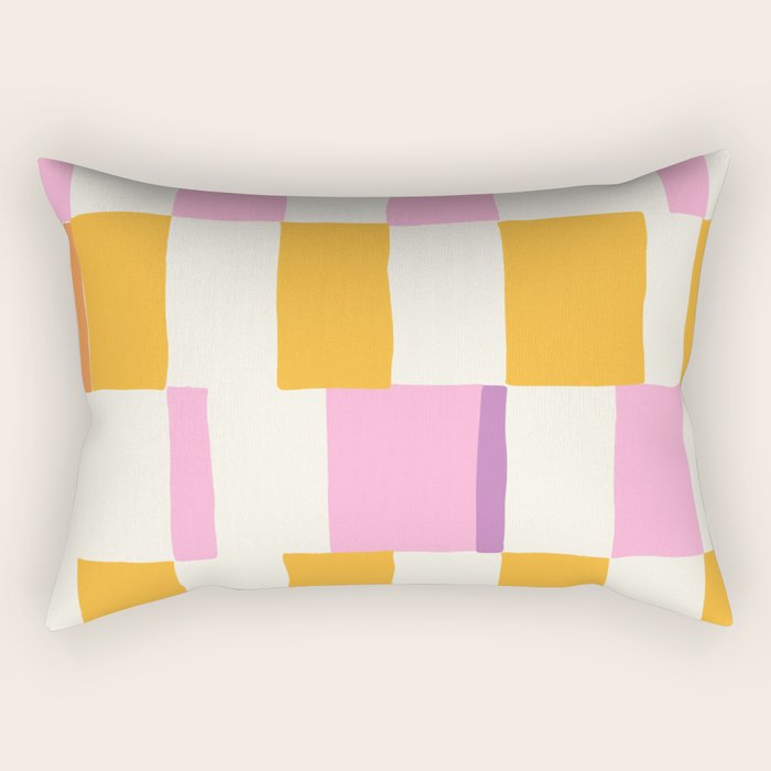 Summer check handdrawn orange Rectangular Pillow Gallery Image 2