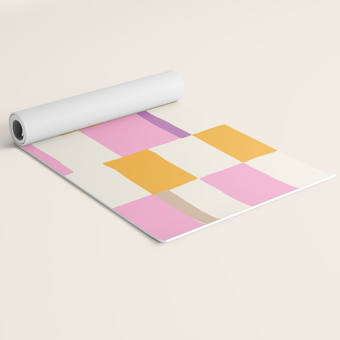 Summer check handdrawn orange Yoga Mat Gallery Image 2