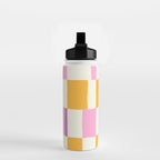Summer check handdrawn orange Water Bottle Gallery Image 2