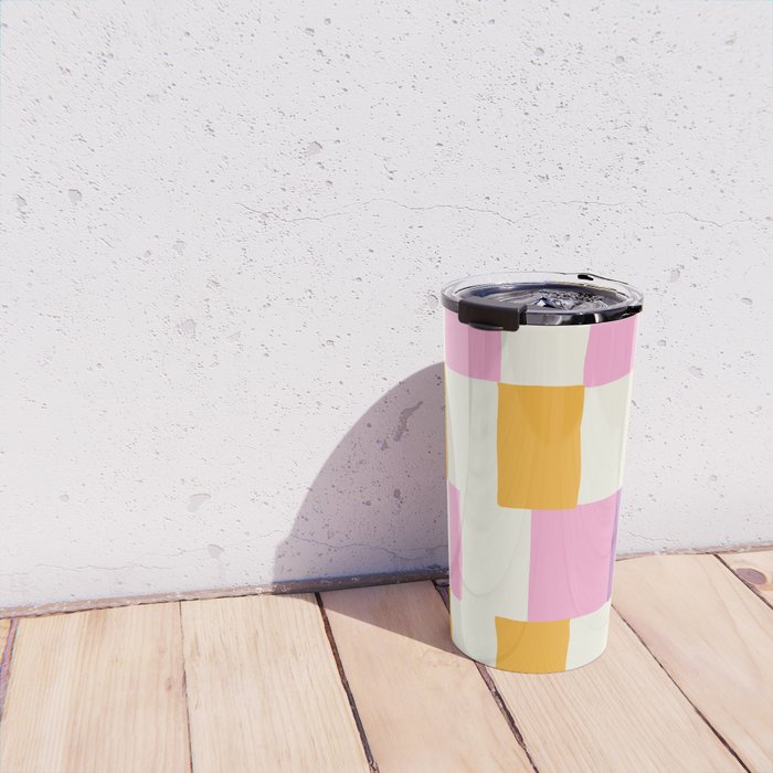 Summer check handdrawn orange Travel Mug Gallery Image 4