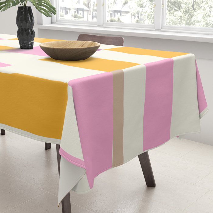 Summer check handdrawn orange Tablecloth Gallery Image 3