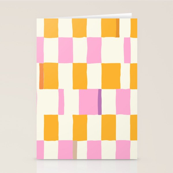 Summer check handdrawn orange Stationery Card Gallery Image 1