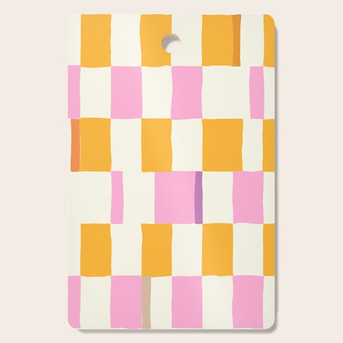 Summer check handdrawn orange Cutting Board Gallery Image 1