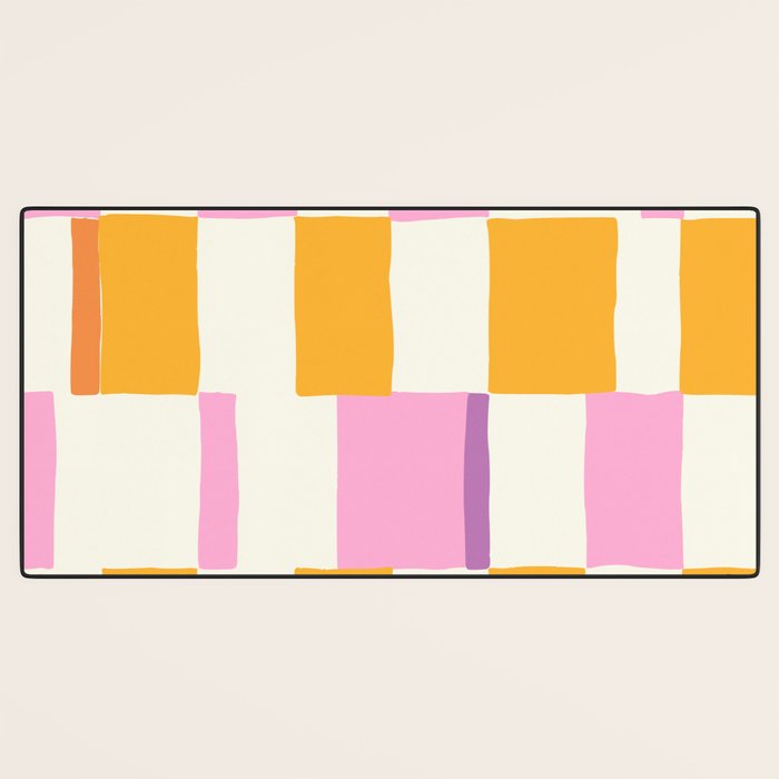 Summer check handdrawn orange Desk Mat Gallery Image 3