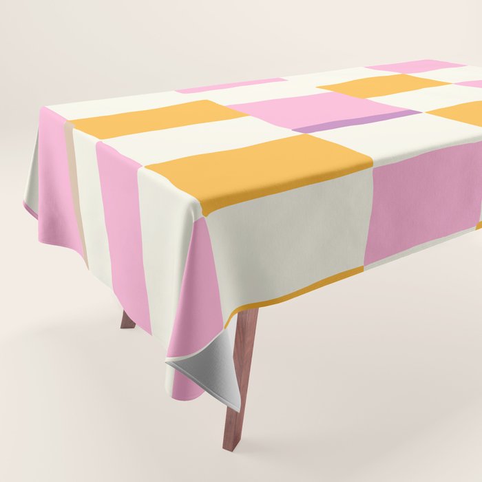 Summer check handdrawn orange Tablecloth Gallery Image 1