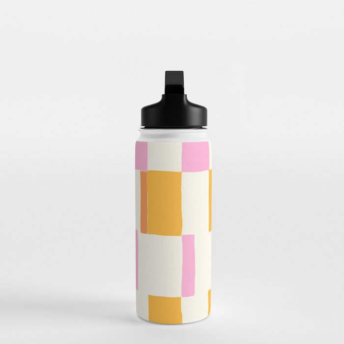 Summer check handdrawn orange Water Bottle Gallery Image 3