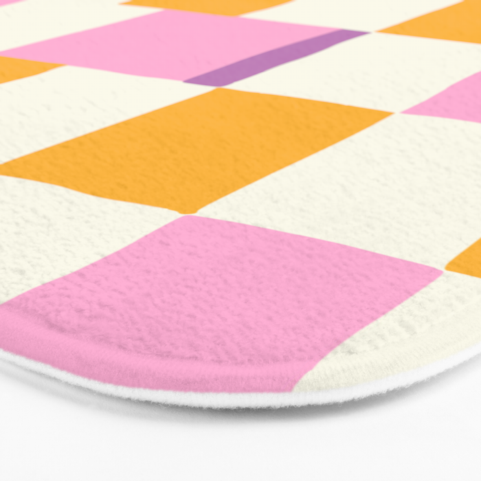 Summer check handdrawn orange Bath Mat Gallery Image 3