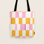 Summer check handdrawn orange Tote Bag Gallery Image 1