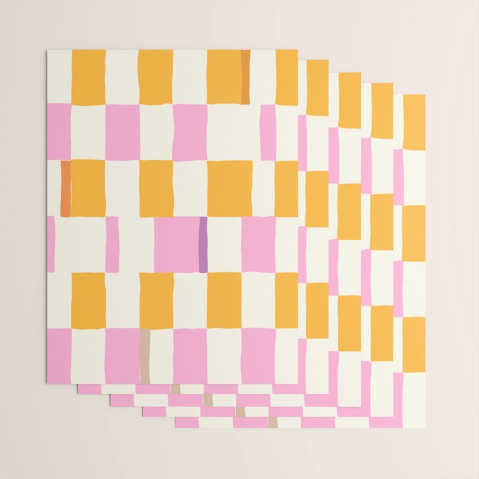 Summer check handdrawn orange Wrapping Paper Gallery Image 3