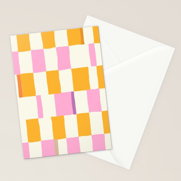 Summer check handdrawn orange Stationery Card Gallery Image 2