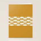 Fish Stripe 6 Minimalist Midcentury Modern Fish Pattern in White, Navy Blue, and Dark Mustard  Stationery Card Gallery Image 2