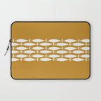 Fish Stripe 6 Minimalist Midcentury Modern Fish Pattern in White, Navy Blue, and Dark Mustard  Laptop Sleeve Gallery Image 1