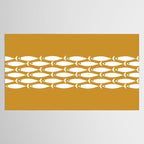 Fish Stripe 6 Minimalist Midcentury Modern Fish Pattern in White, Navy Blue, and Dark Mustard  Tablecloth Gallery Image 2