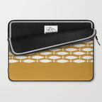 Fish Stripe 6 Minimalist Midcentury Modern Fish Pattern in White, Navy Blue, and Dark Mustard  Laptop Sleeve Gallery Image 2