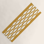 Fish Stripe 6 Minimalist Midcentury Modern Fish Pattern in White, Navy Blue, and Dark Mustard  Yoga Mat Gallery Image 1
