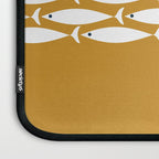 Fish Stripe 6 Minimalist Midcentury Modern Fish Pattern in White, Navy Blue, and Dark Mustard  Laptop Sleeve Gallery Image 3