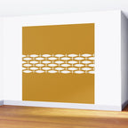 Fish Stripe 6 Minimalist Midcentury Modern Fish Pattern in White, Navy Blue, and Dark Mustard  Wall Mural Gallery Image 2