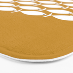 Fish Stripe 6 Minimalist Midcentury Modern Fish Pattern in White, Navy Blue, and Dark Mustard  Bath Mat Gallery Image 3