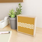 Fish Stripe 6 Minimalist Midcentury Modern Fish Pattern in White, Navy Blue, and Dark Mustard  Mini Art Print Gallery Image 2